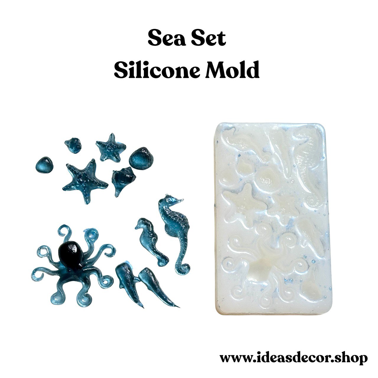 Mini Ocean Set with Octopus, Seahorse, Shells, Starfish Silicone Mold