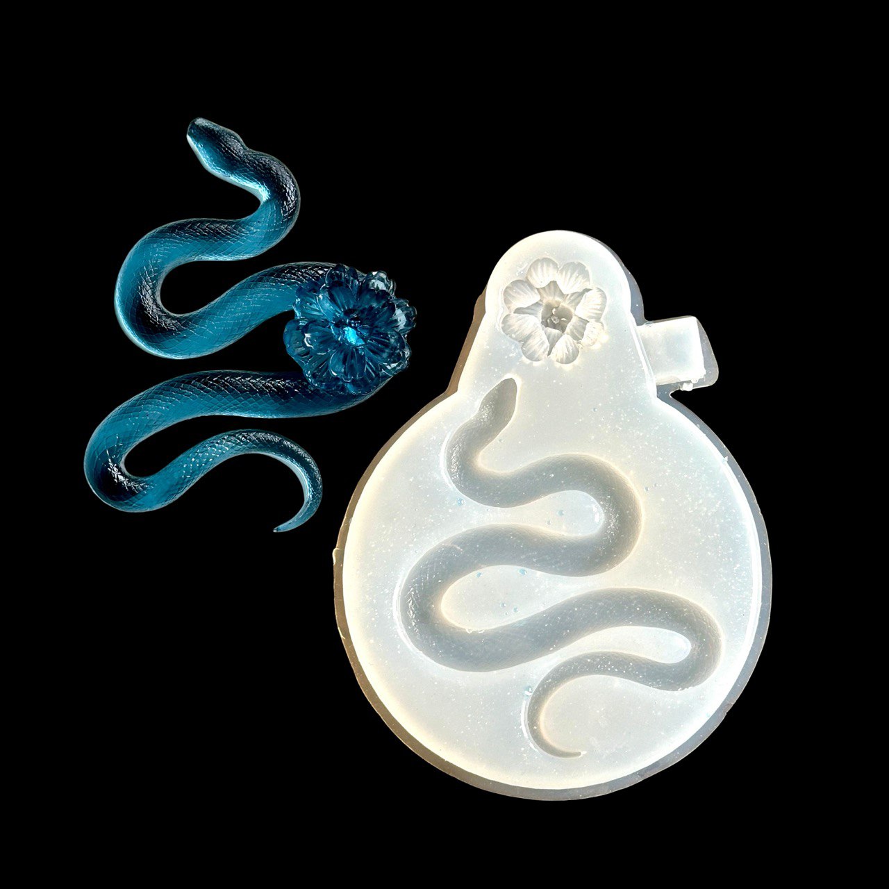 Snake Silicone Mold with Flower