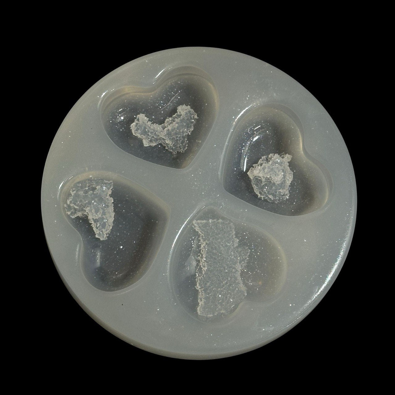 Druzy Heart Silicone Mold - 4 Crystal Geode Designs for Resin Jewelry