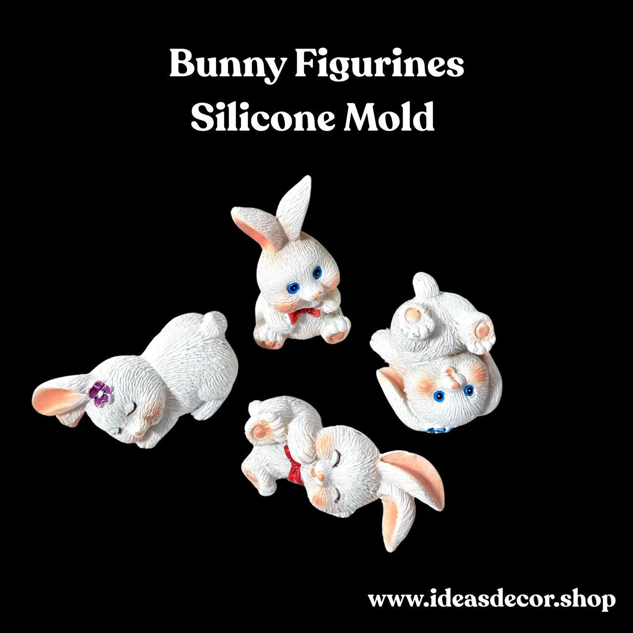 Silicone Mold Bunny Figurines Set of 4 – 2.5–4.5 cm