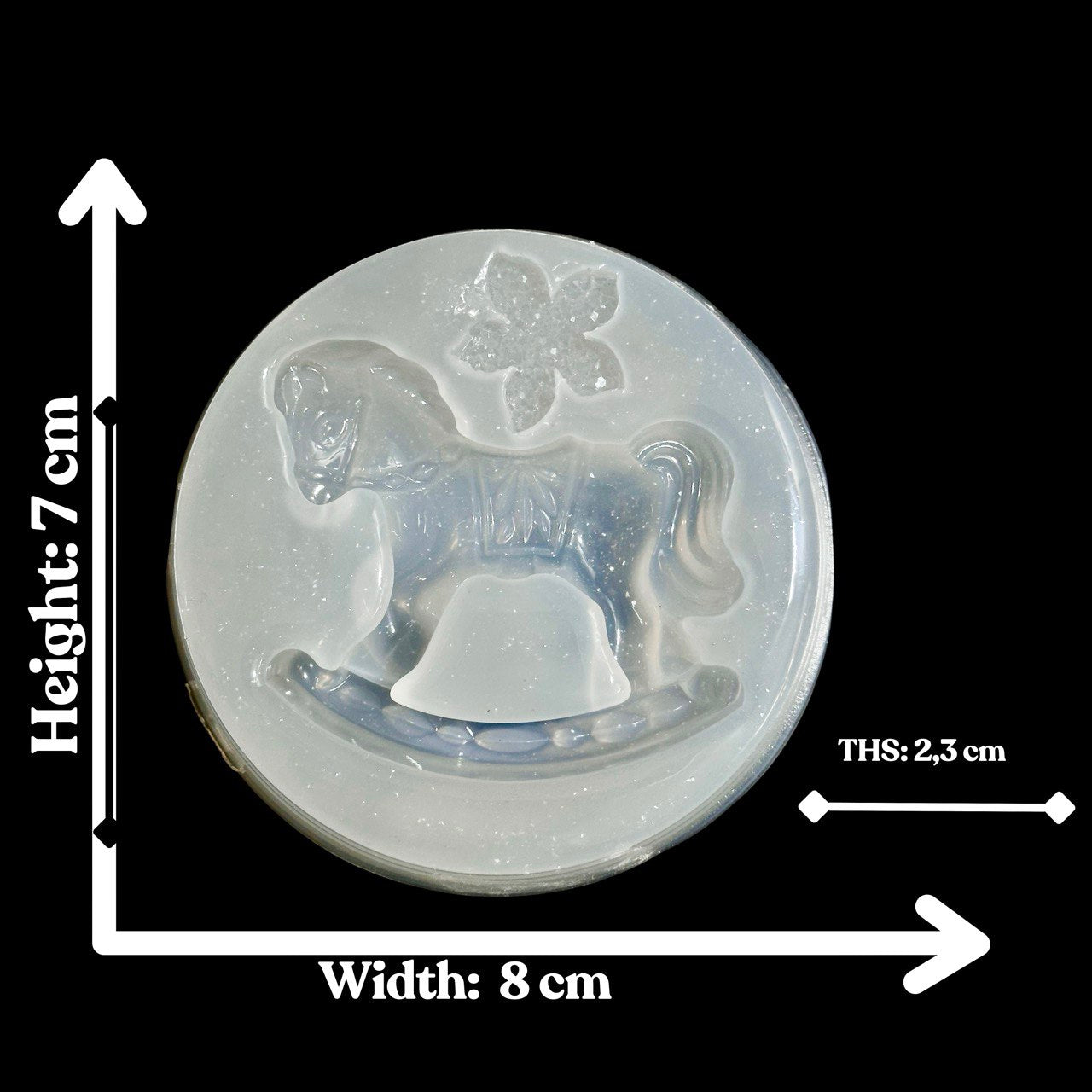Silicone Mold Rocking Horse with Druzy Flower