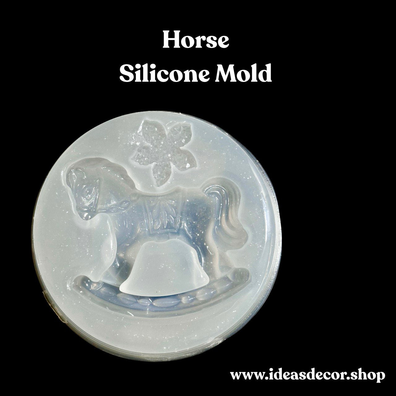 Silicone Mold Rocking Horse with Druzy Flower