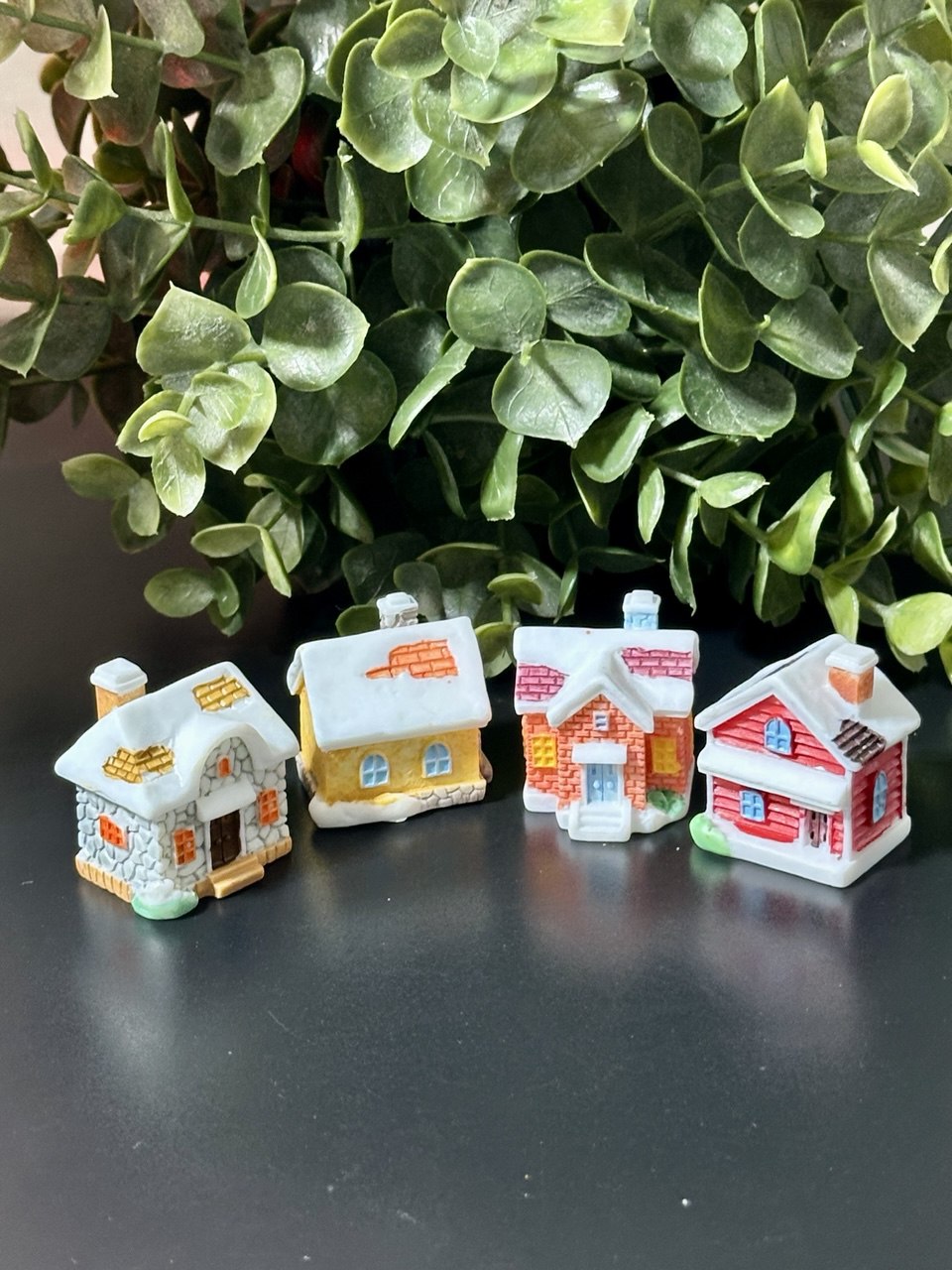 Miniature Snowy Houses Set | Christmas Village Decor