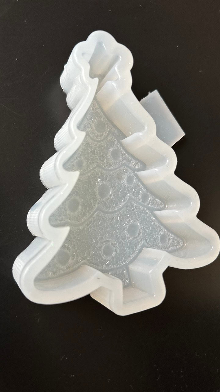 Large Christmas Tree Silicone Mold with Crystal Texture
