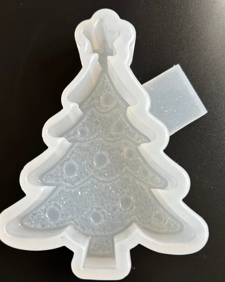 Large Christmas Tree Silicone Mold with Crystal Texture