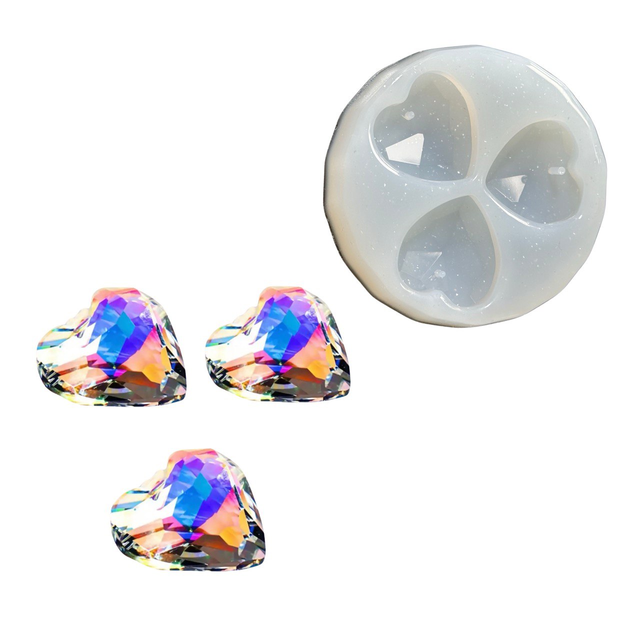 Crystal Heart Silicone Mold for Resin