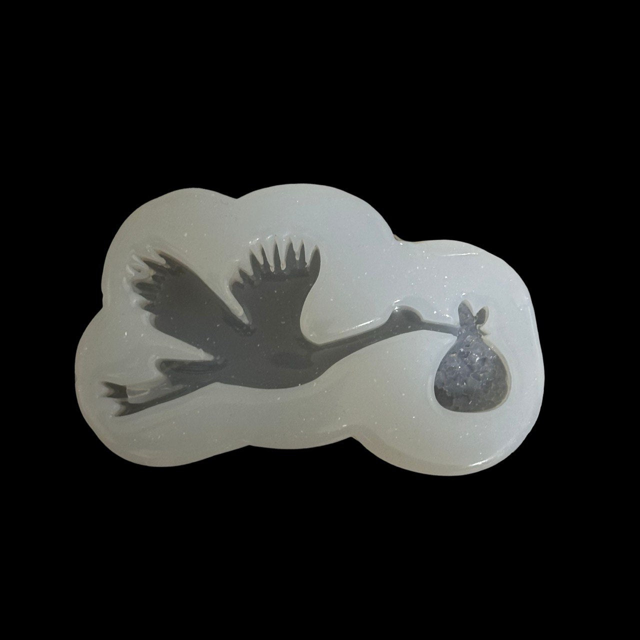Silicone Stork Mold with Baby and Druzy Crystal