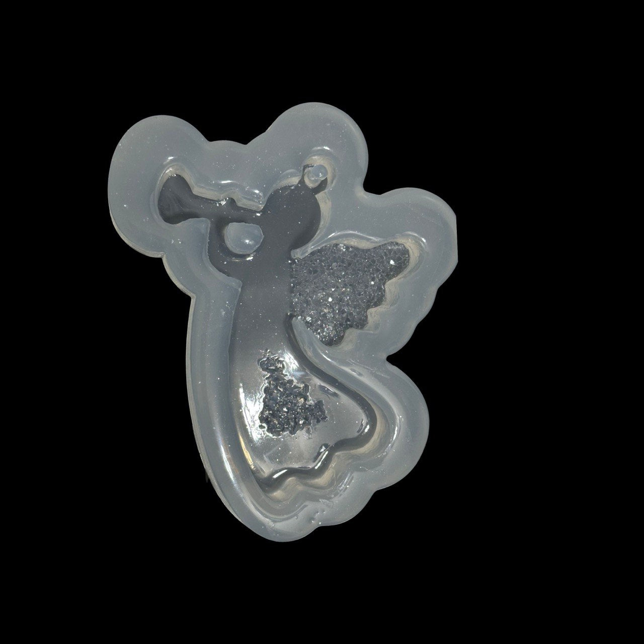 Silicone Angel Mold with Trumpet and Druzy Crystal Wings