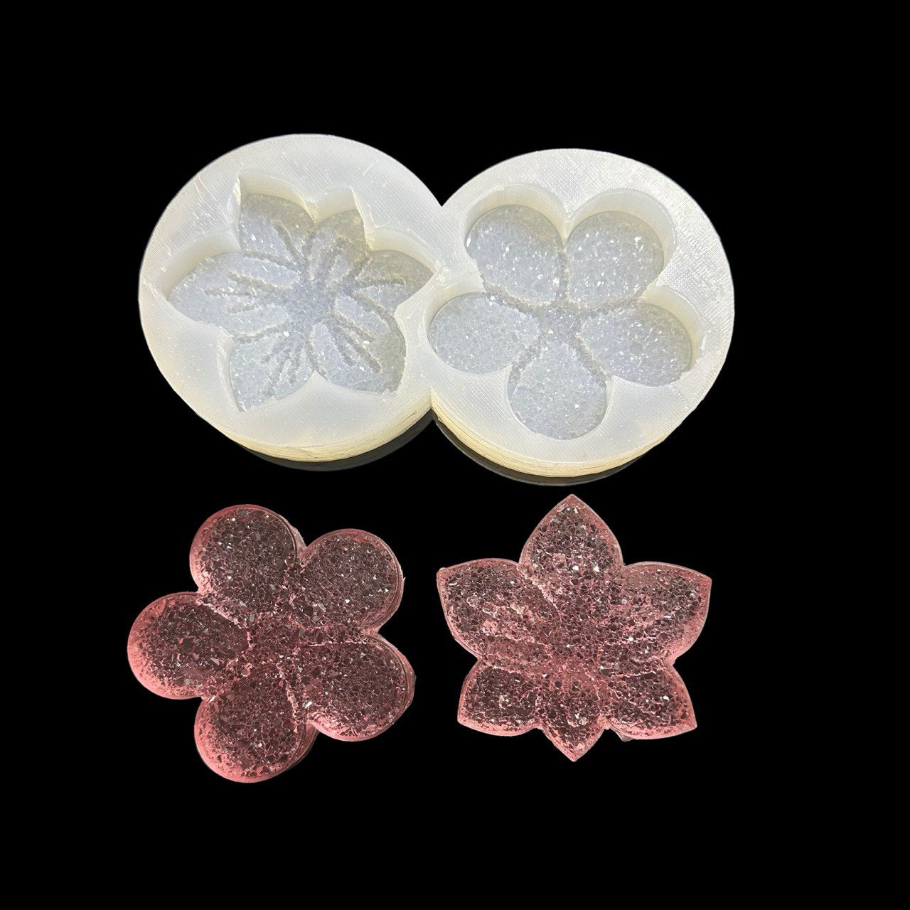 Druzy Orchid and Daisy Silicone Mold – 2 Resin Flowers