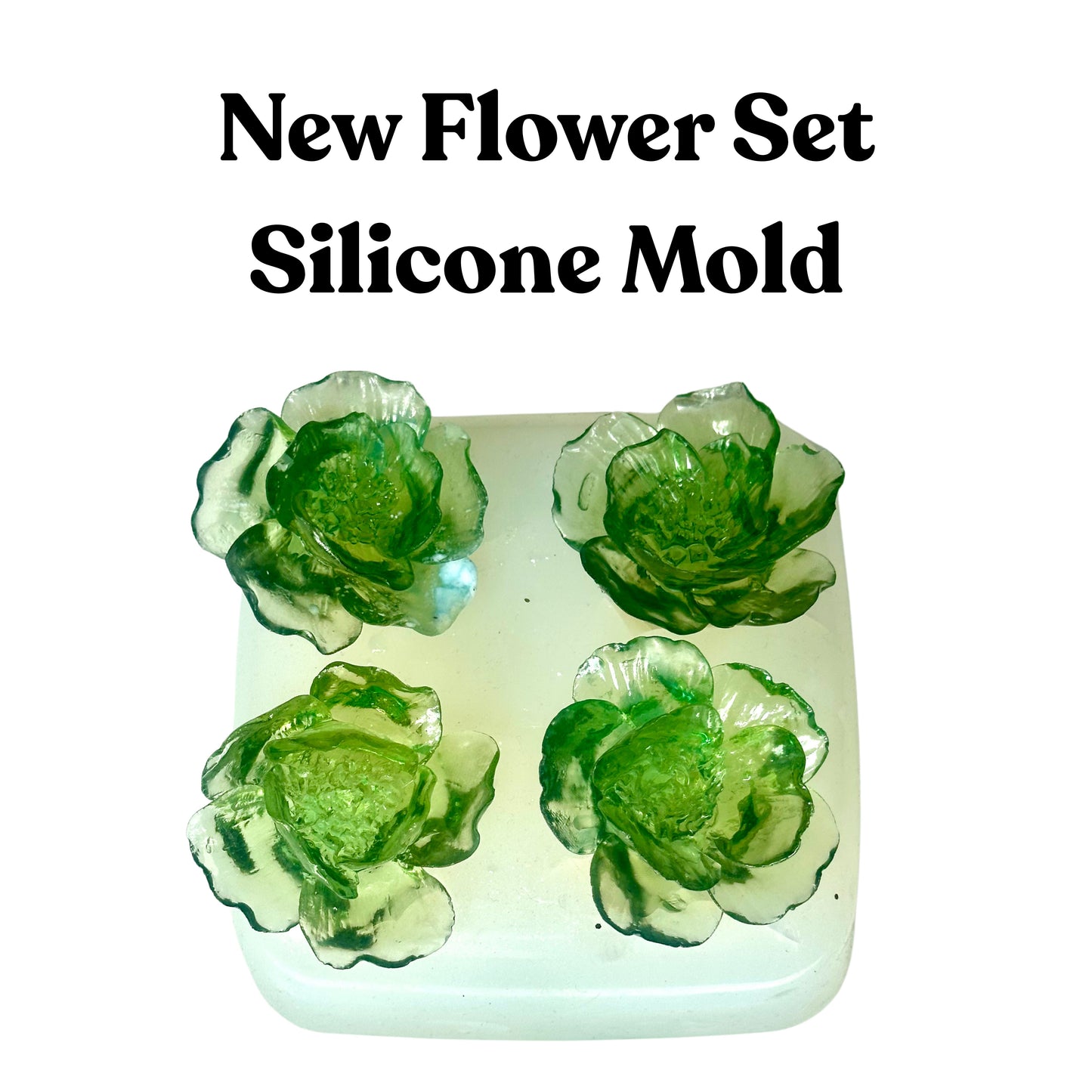 Floral Set 3D Silicone Resin Molds with 4 Medium Flower