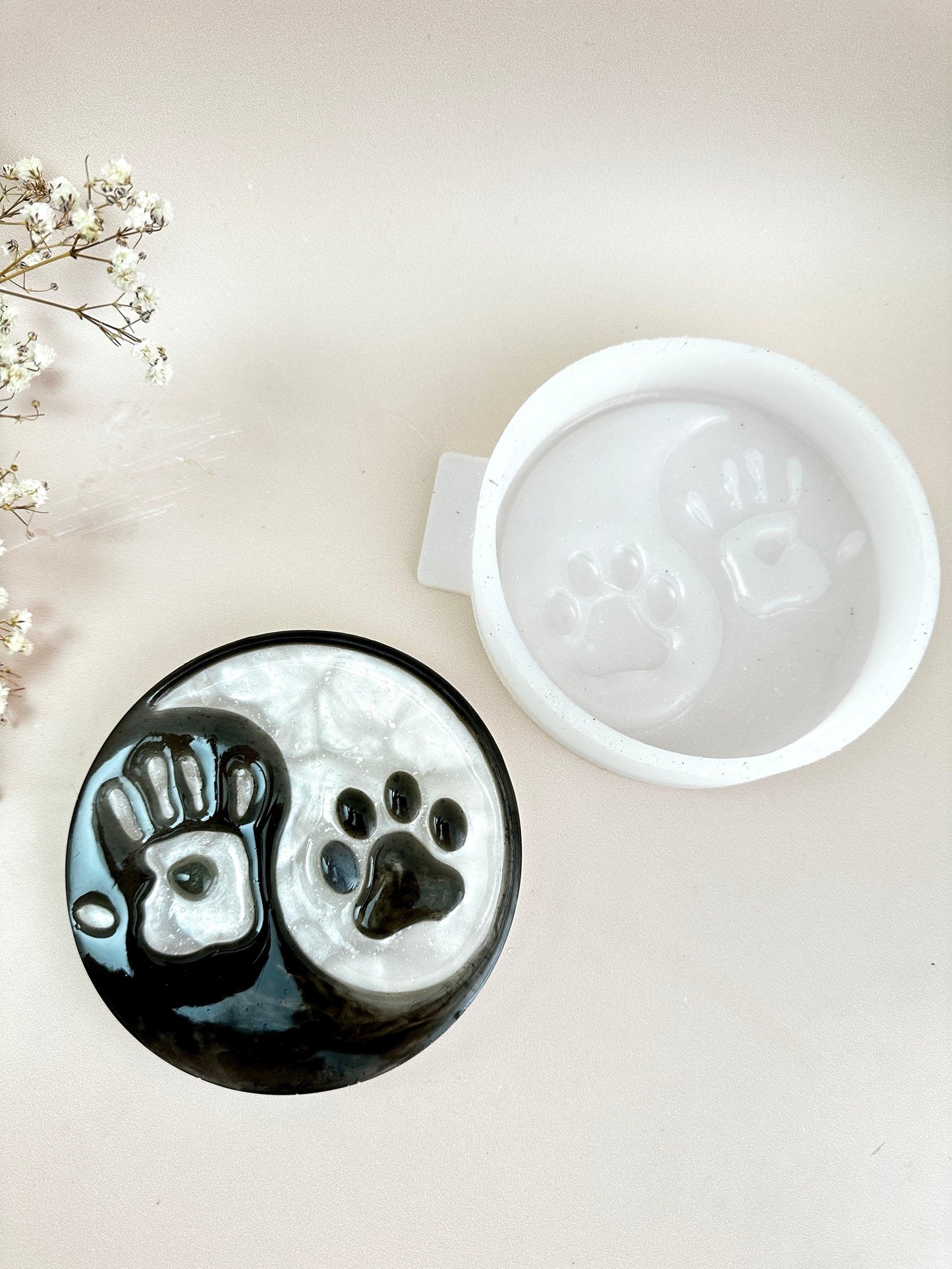 Yin Yang Black and White Dog Human Silicone Mold Resin Molds Ideas Decor Shop