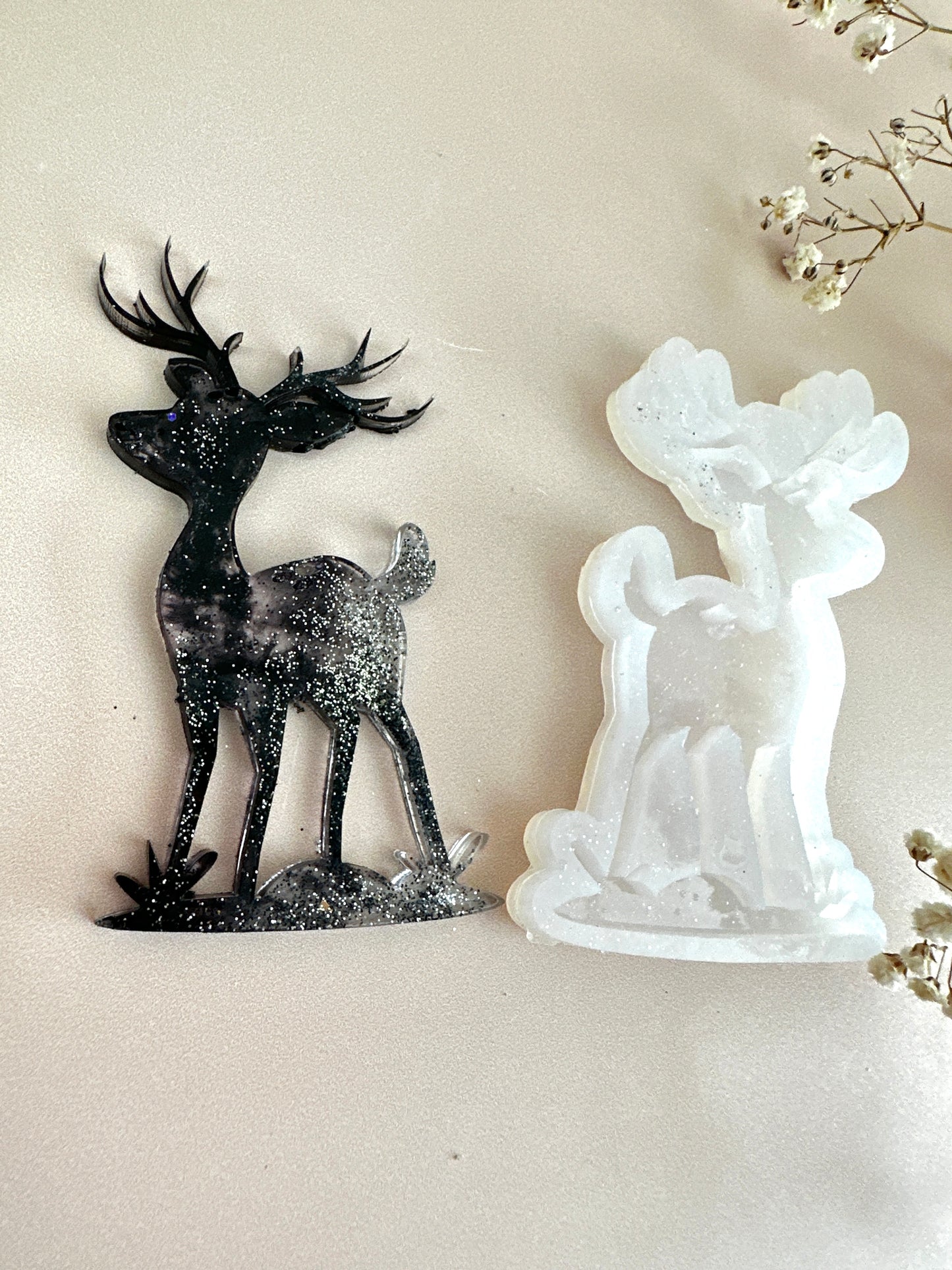 Deer in the Forest: Christmas Tree Silicone Mold for Resin Art