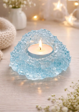 Handmade Crystal Tea Light Holder Mold for Geode Resin Casting