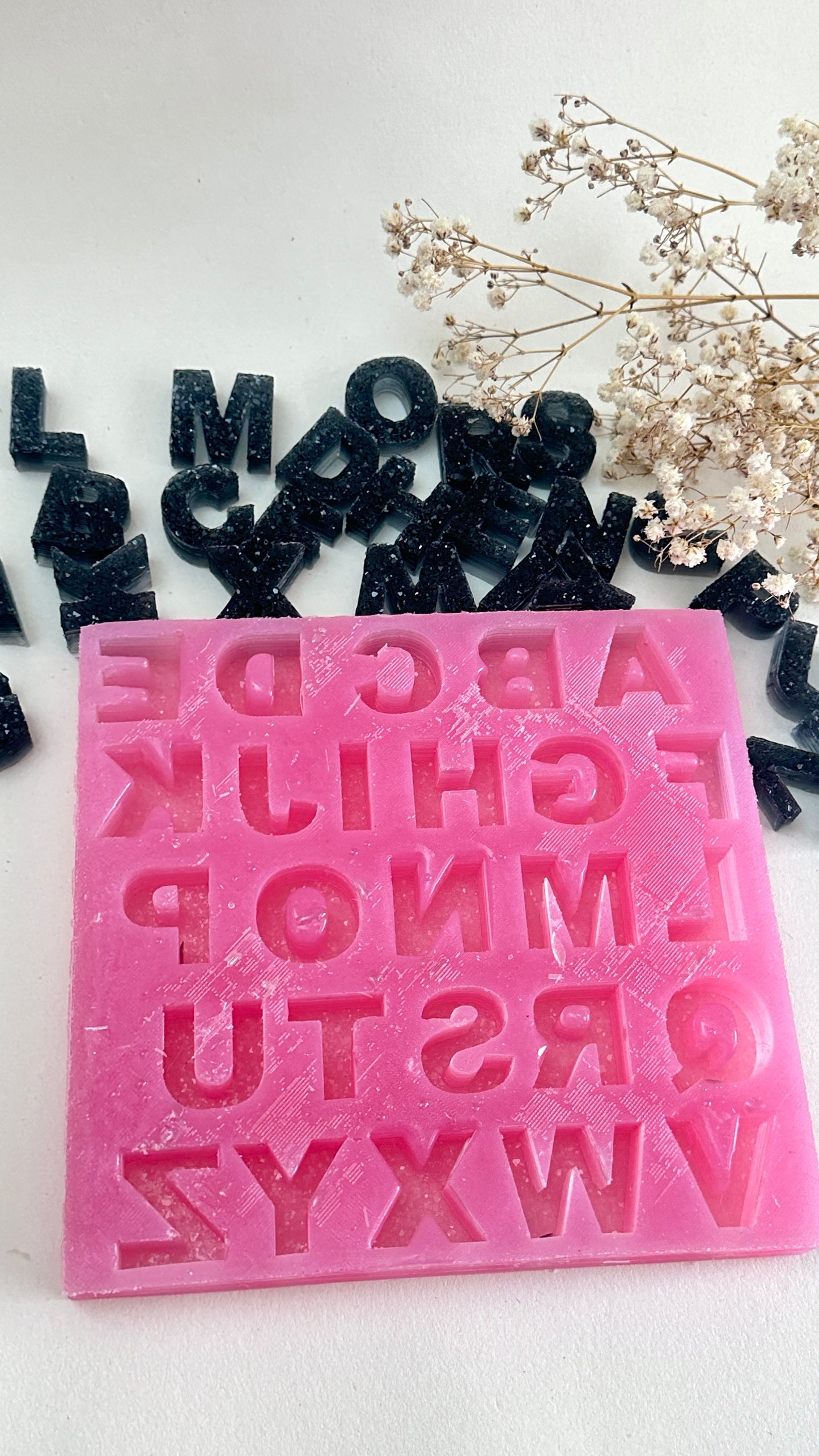 Stunning Silicone Mold with Crystals Alphabet, Artistic Resin Casting Tool