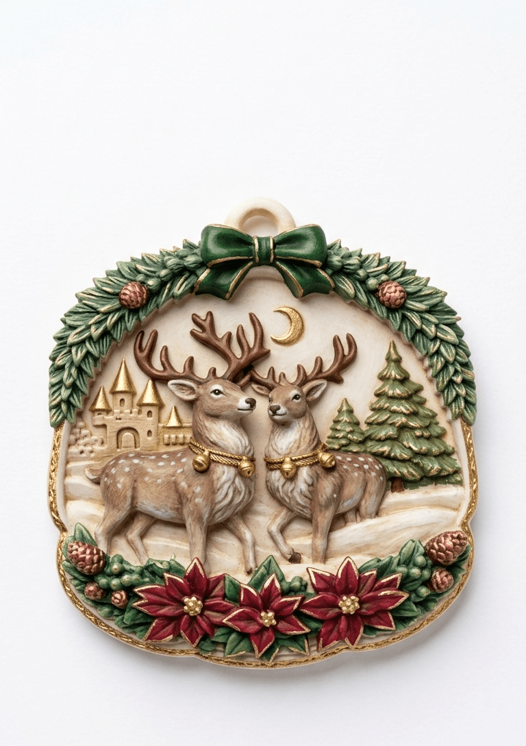 3D Winter Scene Reindeer Ornament Mold - Ideas Decor Shop