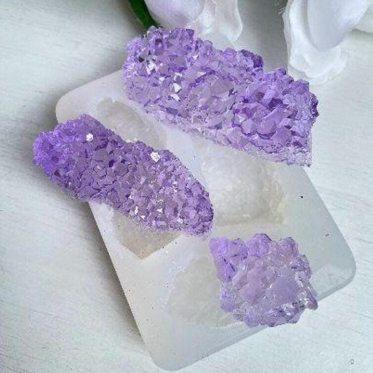 3pc Amethyst Set: Crystal, Stone - Cluster Resin Mold for Art - Ideas Decor Shop