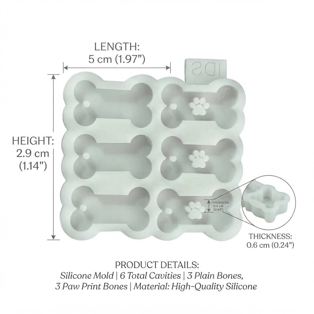 6-Cavity Dog Bone Silicone Mold - Ideas Decor Shop