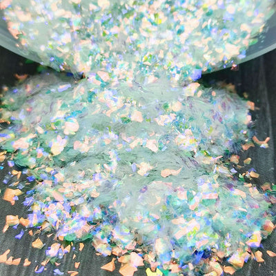 5-7g Iridescent Glitter Sequin Flakes - Colorful Fluorescent Glass Paper