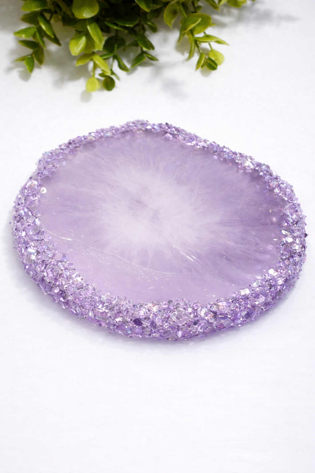 Large Round Resin Tray Mold with Crystal Edges - Silicone Craft Form for Chic Serving Platters - Ideas Decor Shop