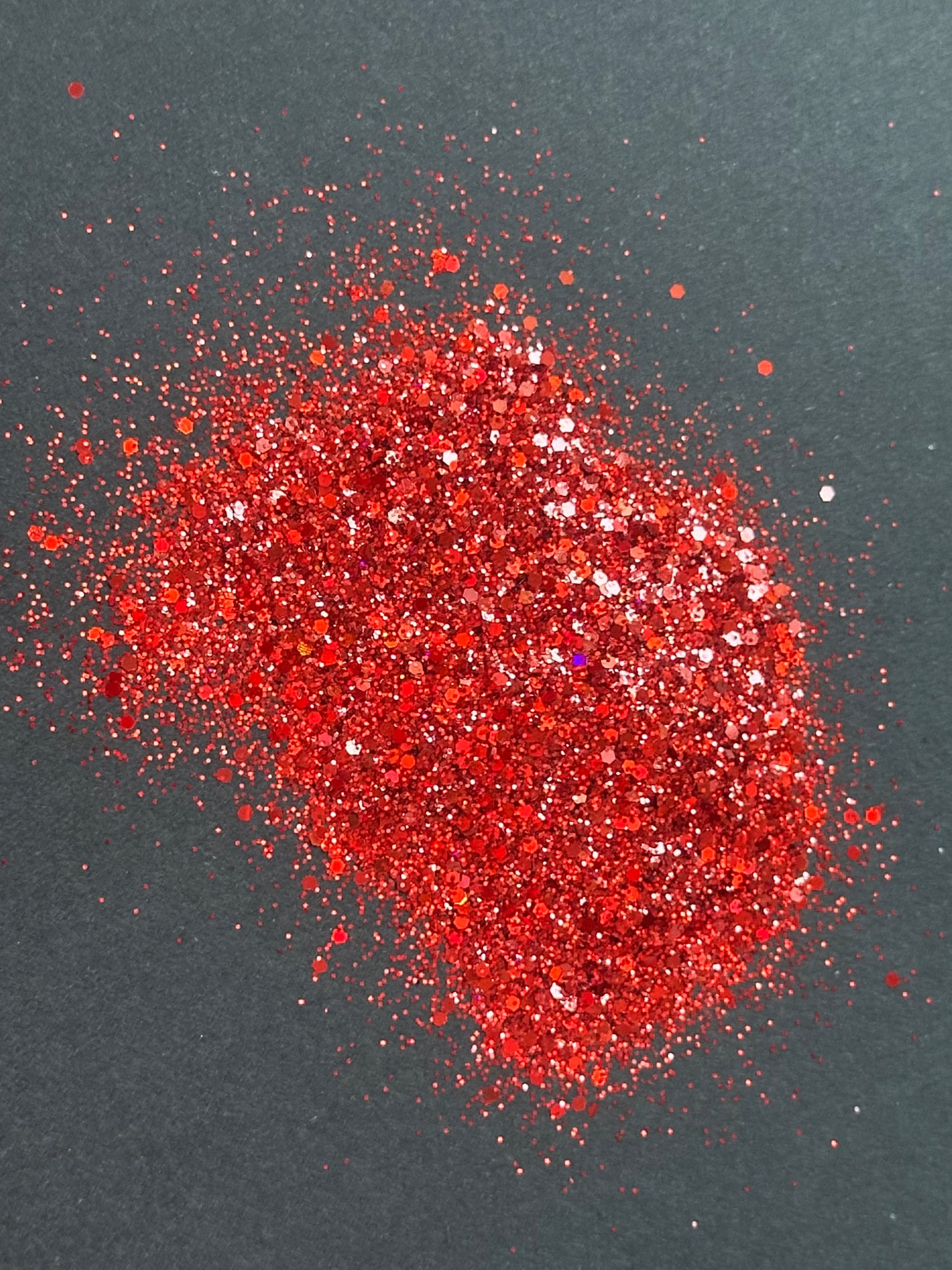 5g Red Glitter Mix – Fine and Chunky Iridescent Glitter