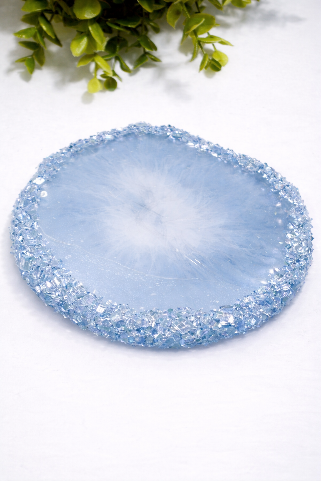 Large Round Resin Tray Mold with Crystal Edges - Silicone Craft Form for Chic Serving Platters - Ideas Decor Shop