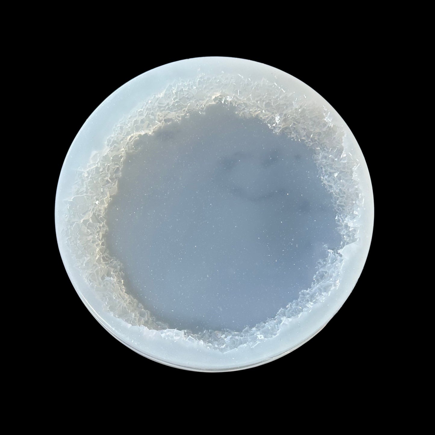 Large Round Resin Tray Mold with Crystal Edges - Silicone Craft Form for Chic Serving Platters