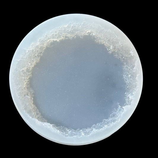Large Round Resin Tray Mold with Crystal Edges - Silicone Craft Form for Chic Serving Platters