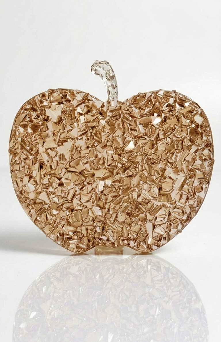 Graphic chart indicating the apple mold dimensions: 10cm width, 9cm height, and 1cm thickness with a flat solid reverse side.