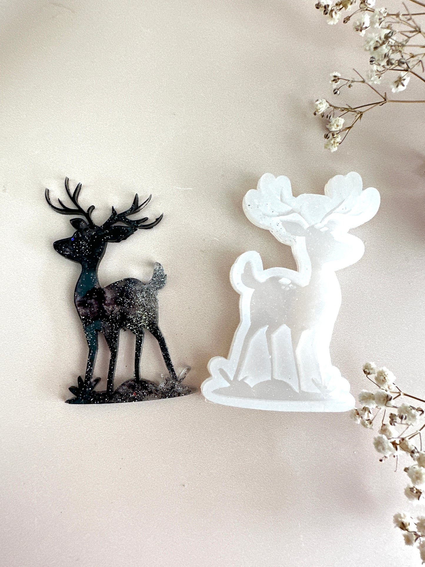 Deer in the Forest: Christmas Tree Silicone Mold for Resin Art