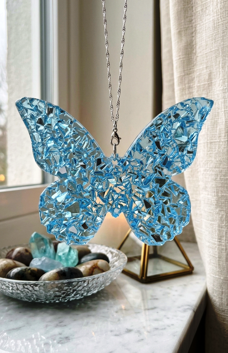 Graphic chart indicating the butterfly mold dimensions: 10cm width, 7.5cm
length, and 1cm thickness with a flat solid reverse side.
