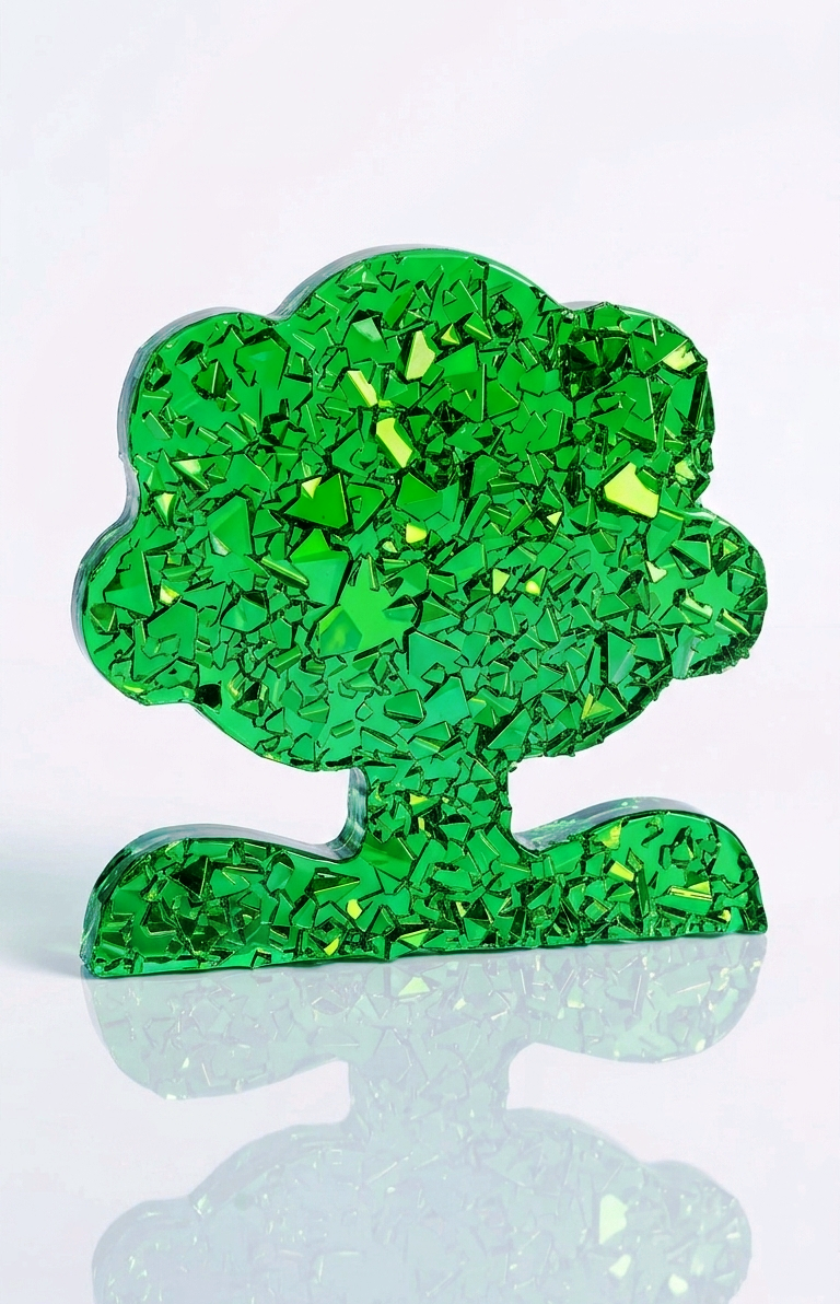 Graphic chart indicating the tree silicone mold dimensions: 10cm width, 10cm height, and 1cm thickness with a flat solid reverse side.