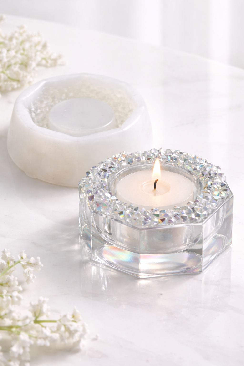Crystal Candle Holder Silicone Mold for Epoxy Resin and Craft Projects