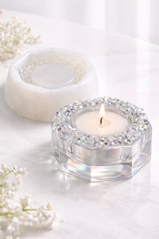 Crystal Candle Holder Silicone Mold for Epoxy Resin and Craft Projects