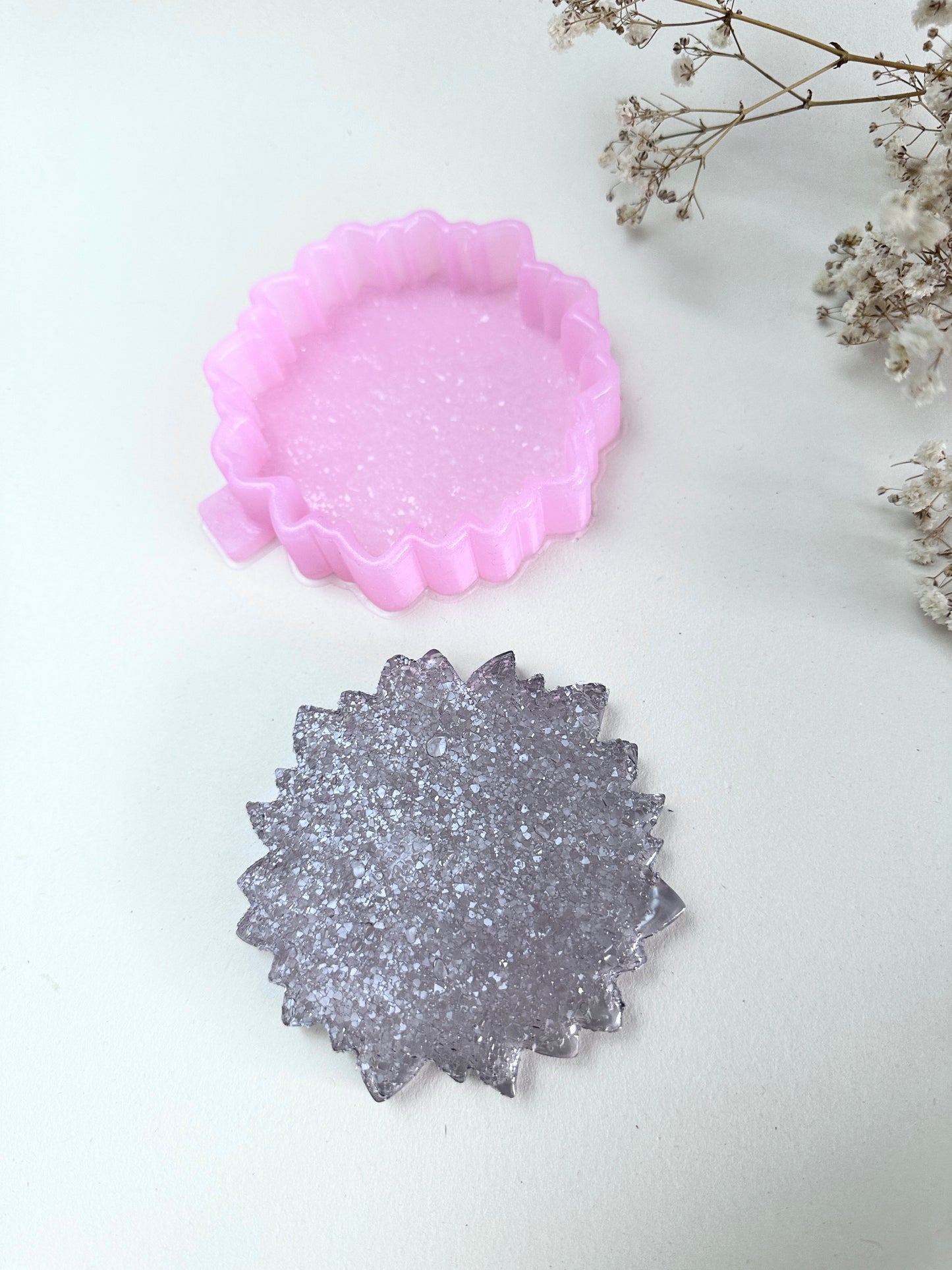 Funkelnde Kristallblumen-Untersetzer-Silikonform, erstellen Sie atemberaubende DIY-Untersetzer, tolles Geschenk für Bastler und Heimwerker