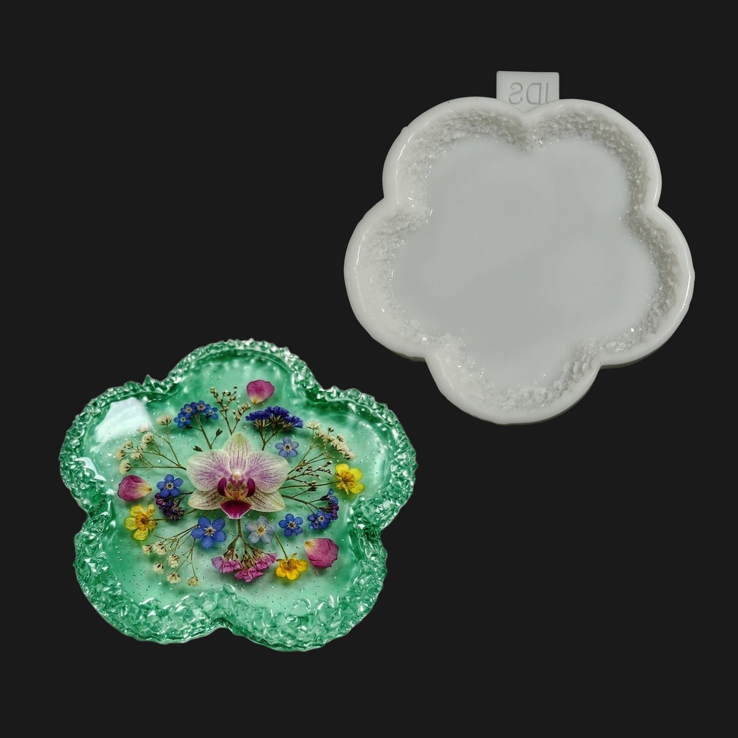 Flower Tray Silicone Mold with Crystal Druzy Edge