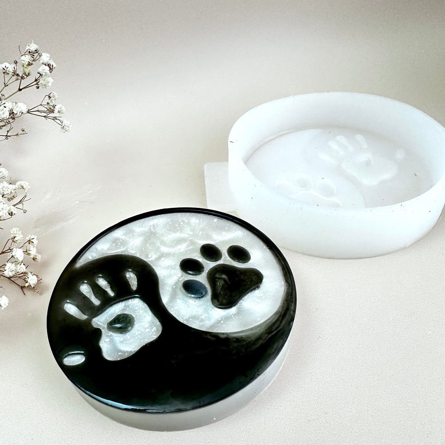 Yin Yang schwarz-weißer Hund-Mensch-Silikonform – einzigartiges Bastelwerkzeug für DIY-Projekte – perfektes Geschenk für Hundeliebhaber