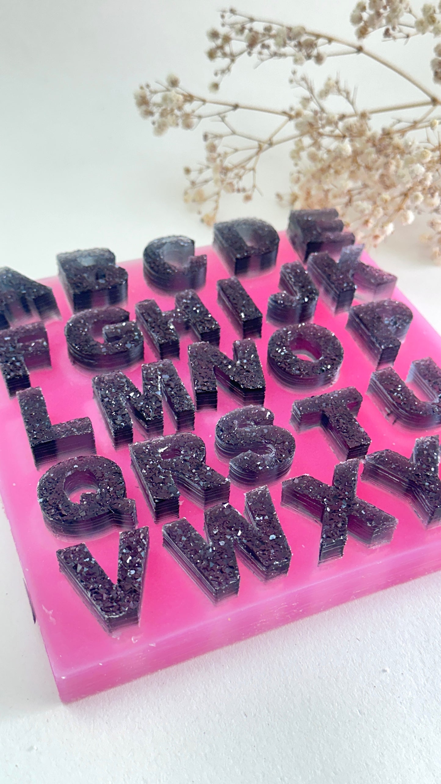 Stunning Silicone Mold with Crystals Alphabet, Artistic Resin Casting Tool