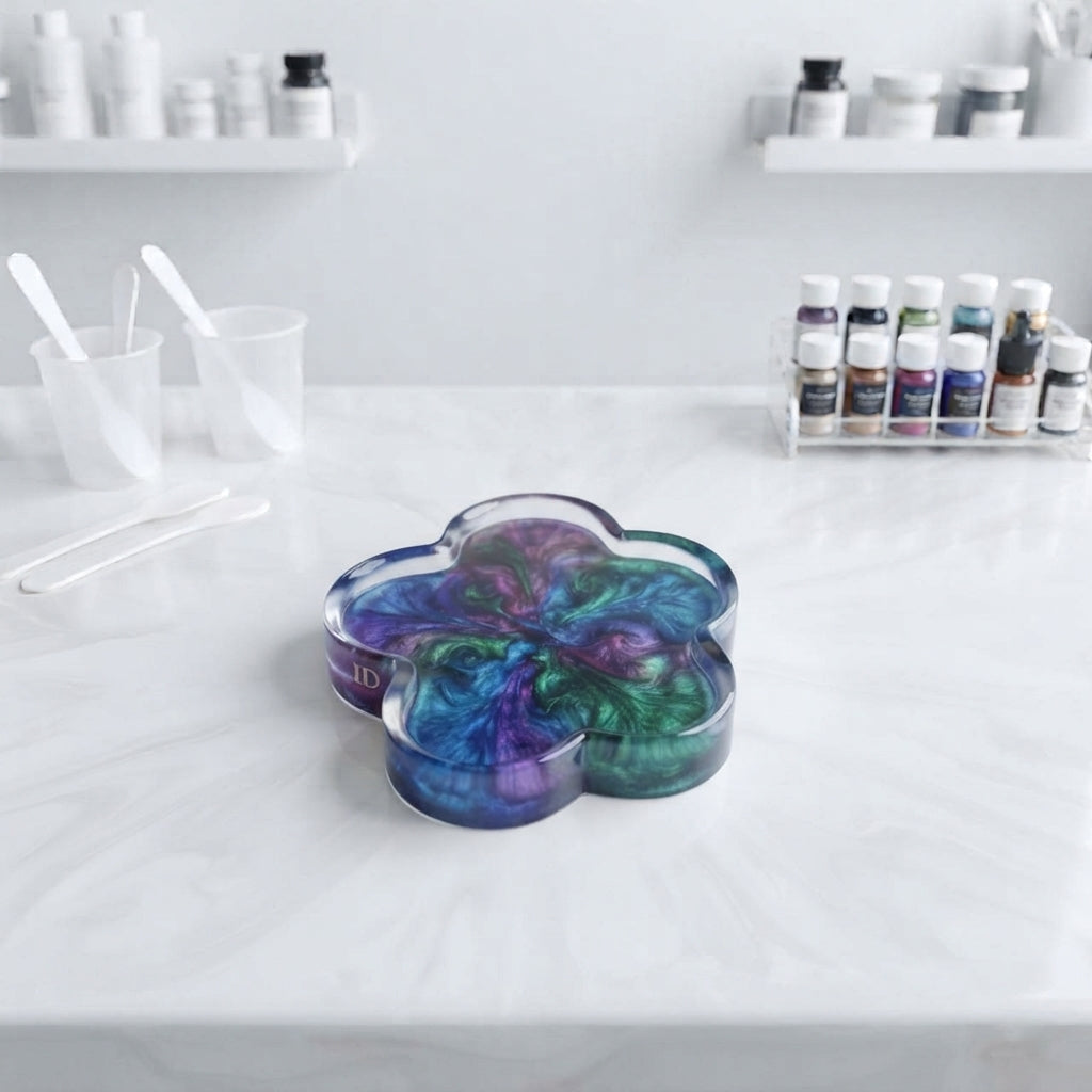 Floral Silicone Mold for Coasters Glossy Finish 9.5 cm