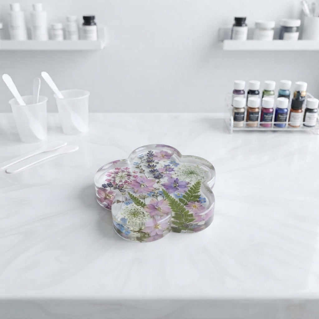 Floral Silicone Mold for Coasters Glossy Finish 9.5 cm