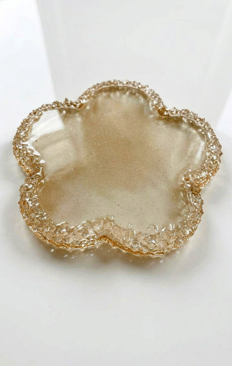 Flower Tray Silicone Mold with Crystal Druzy Edge