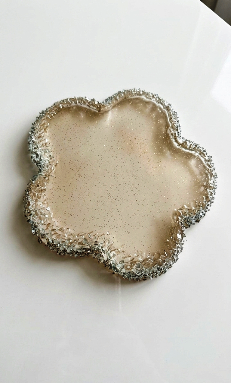 Flower Tray Silicone Mold with Crystal Druzy Edge
