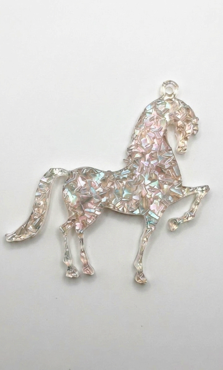 Horse Ornament Silicone Mold with Crystal Druzy Texture