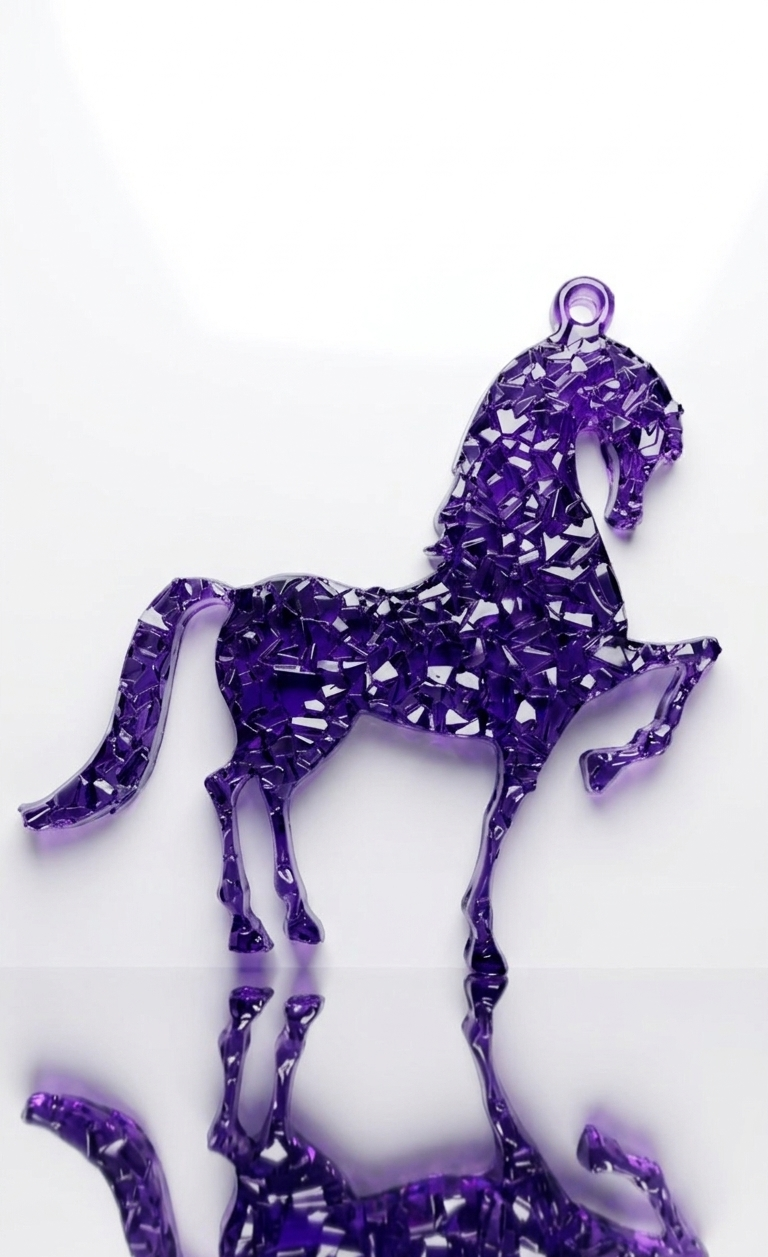 Horse Ornament Silicone Mold with Crystal Druzy Texture
