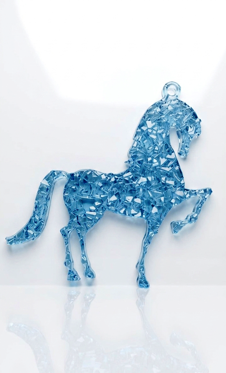 Horse Ornament Silicone Mold with Crystal Druzy Texture