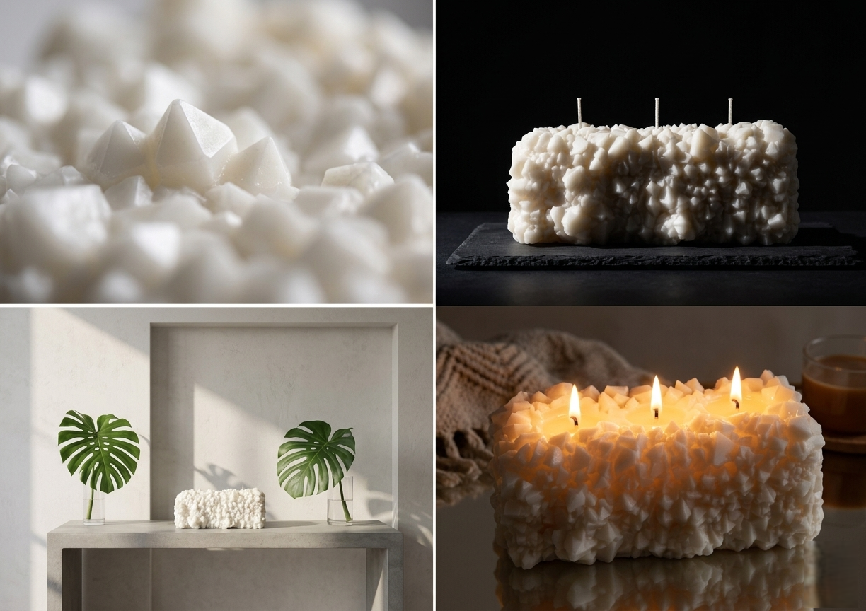Large Square Silicone Mold for Crystal-Embedded Candle Making