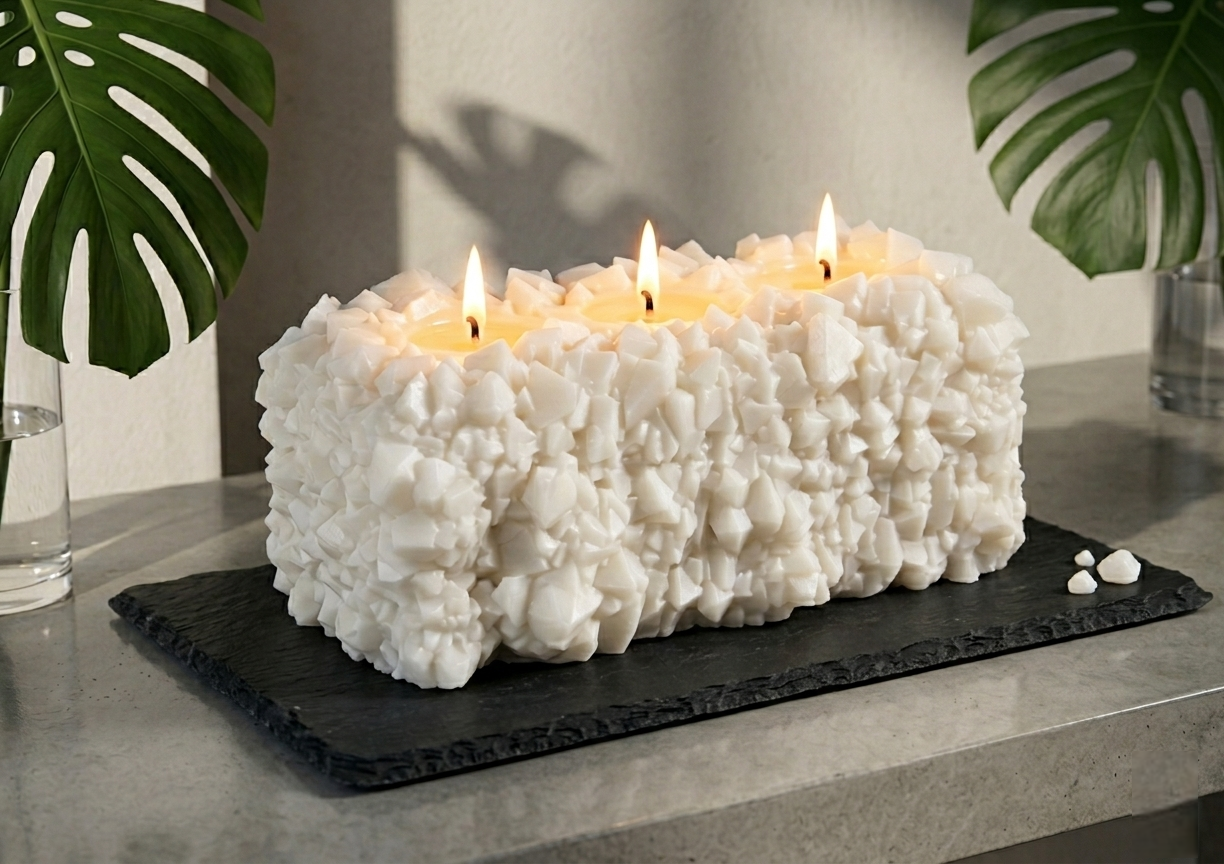 Large Square Silicone Mold for Crystal-Embedded Candle Making