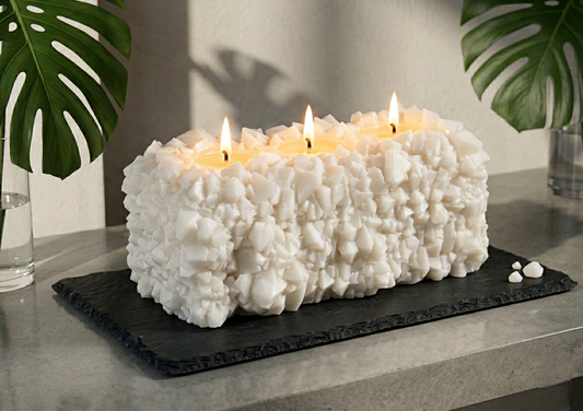 Large Square Silicone Mold for Crystal-Embedded Candle Making