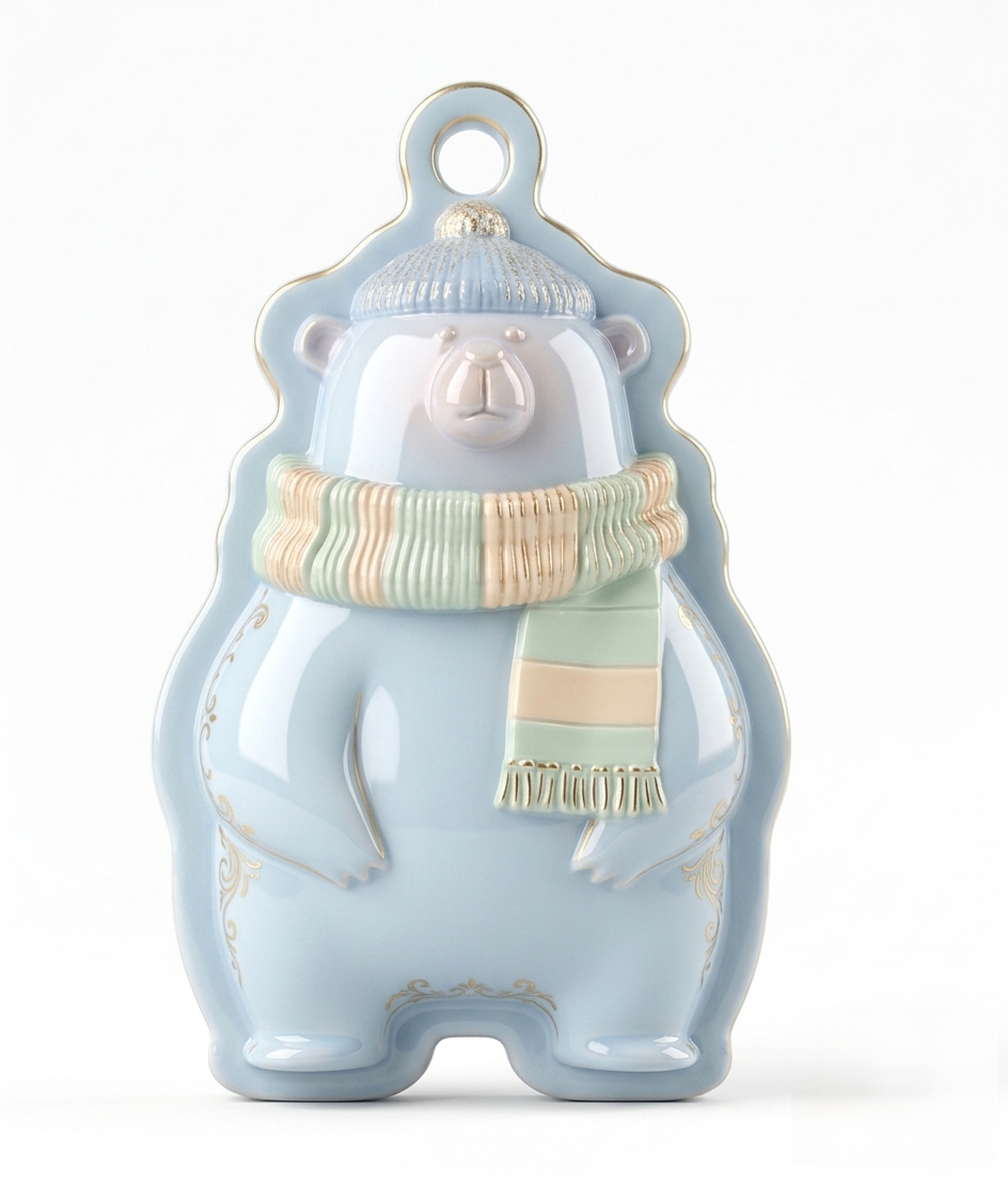 Silicone Mold Bear in Scarf Christmas Ornament