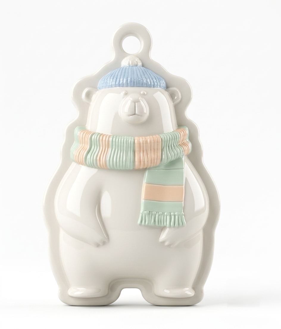 Silicone Mold Bear in Scarf Christmas Ornament