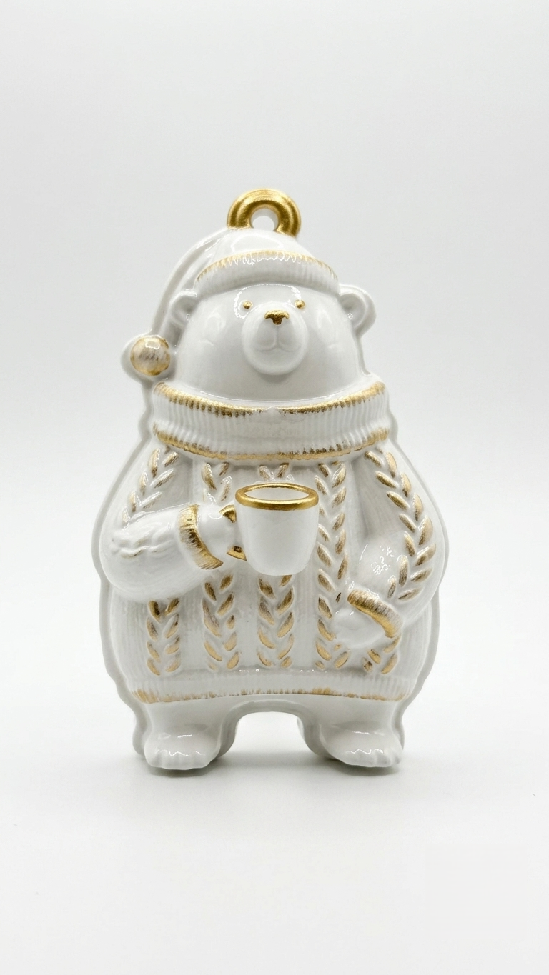 Silicone Mold Bear in Sweater Christmas Ornament